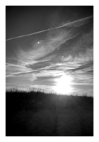 black/white sunset with moon